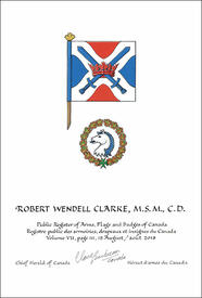 Letters patent granting heraldic emblems to Robert Wendell Clarke