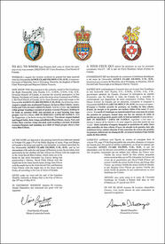 Letters patent granting heraldic emblems to Janice Clare Filmon