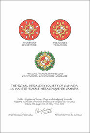 Letters patent granting heraldic emblems to The Royal Heraldry Society of Canada