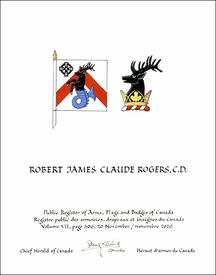 Lettres patentes concédant des emblèmes héraldiques à Robert James Claude Rogers