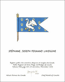 Letters patent granting heraldic emblems to Stéphane Joseph Fernand Lavergne