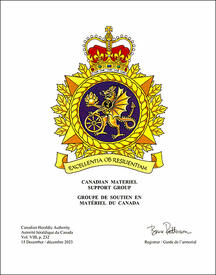 Letters patent confirming the Badge of the Canadian Materiel Support Group