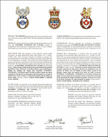 Letters patent granting heraldic emblems to the Rainbow Veterans of Canada