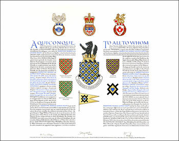 Letters patent granting heraldic emblems to Martyne Marie Gisèle Huot