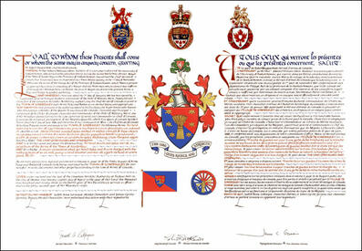 Letters patent granting heraldic emblems to the Town of Kindersley