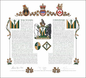 Letters patent granting heraldic emblems toThe Federation of Medical Regulatory Authorities of Canada